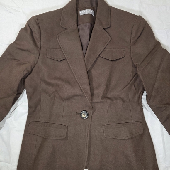 Kate Hill Brown Cotton Silk Blend Tailored Blazer - Picture 6 of 9
